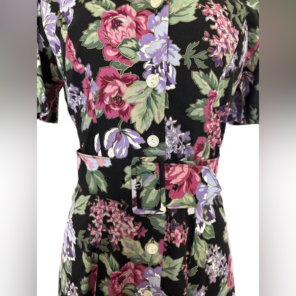 Floral Dress with Button-Up Front, Vintage 90s Romantic Cottagecore - small - Picture 4 of 8